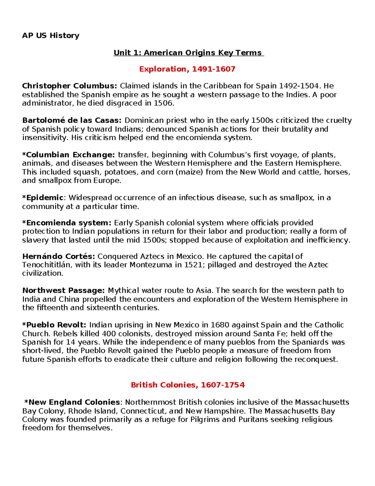 AP US History Lecture Notes: British Colonies & Slavery Origins (1607 ...