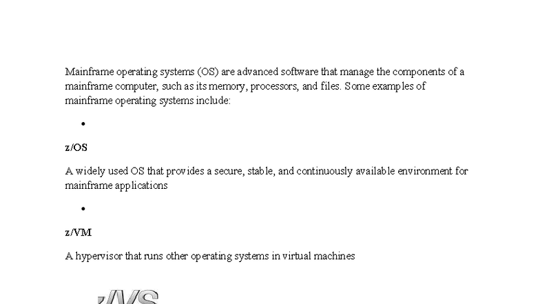 Types of OS - Short Notes on Mainframe Systems - Studocu