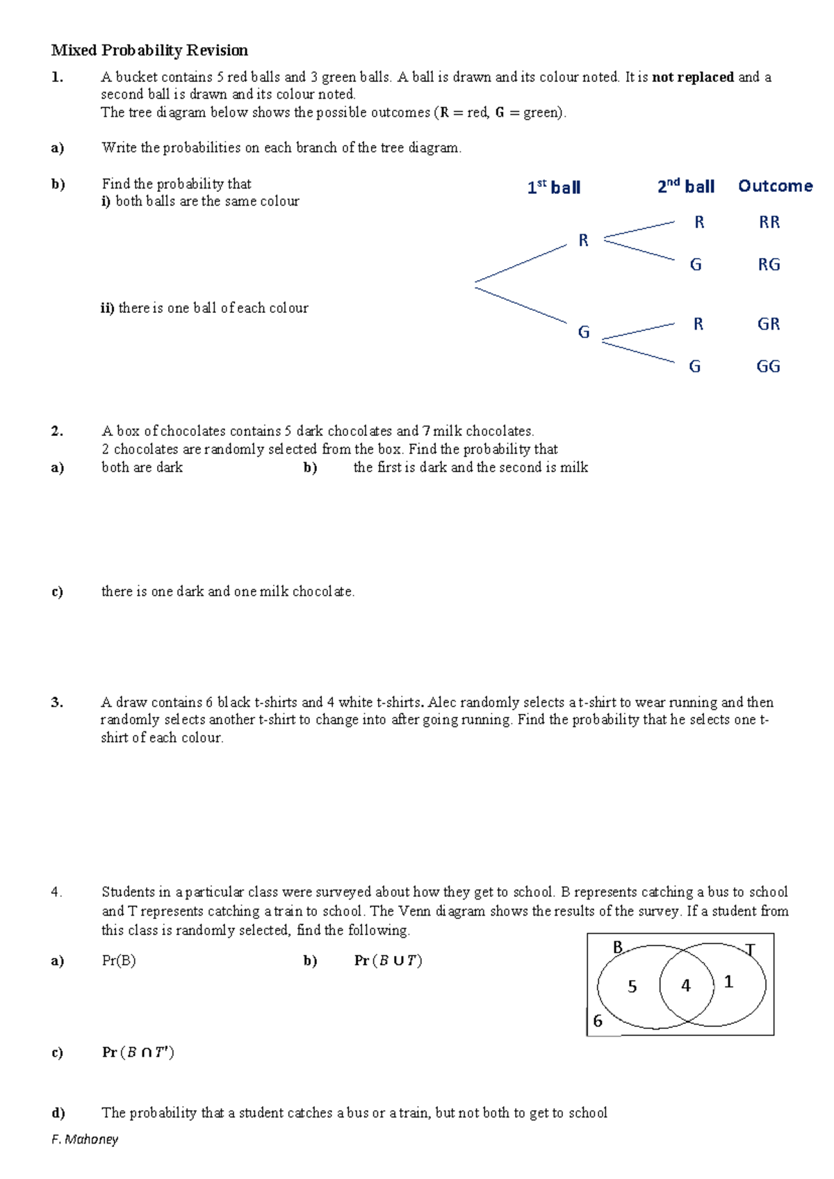 9Ma Mixed Probability Revision Notes - Studocu