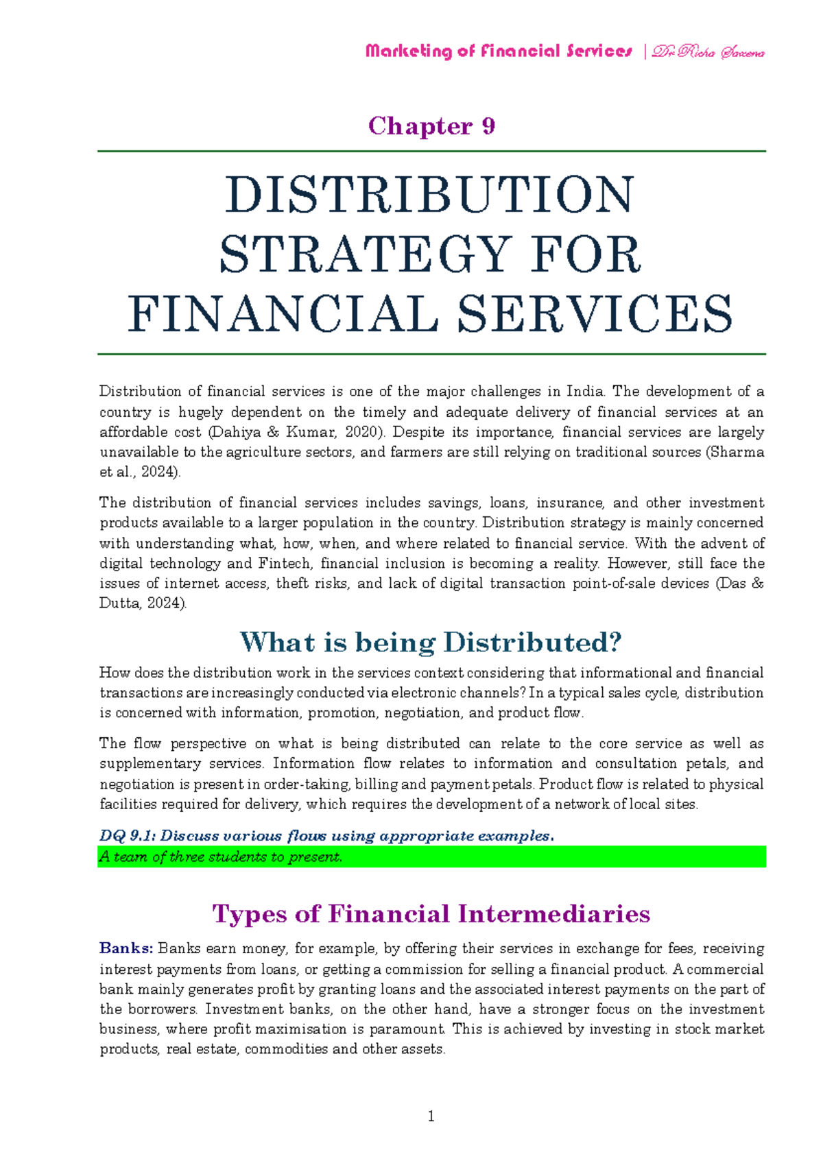 9. Distribution Strategy for Financial Services - Chapter 9 ...