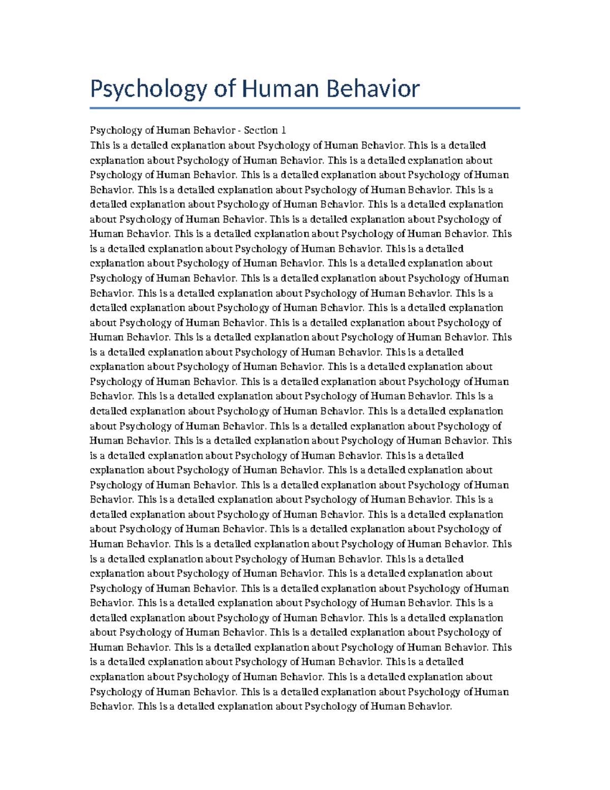 Psychology of Human Behavior: Comprehensive Overview (Sections 1-22 ...