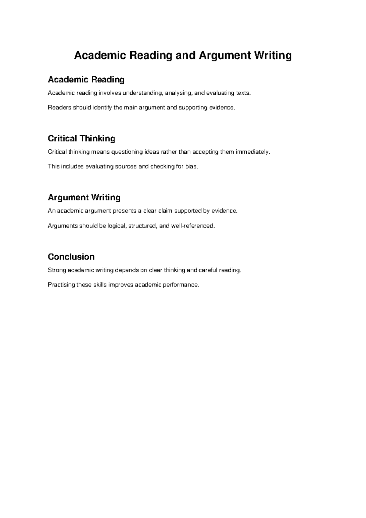 Academic Reading and Writing - Academic Reading and Argument Writing ...