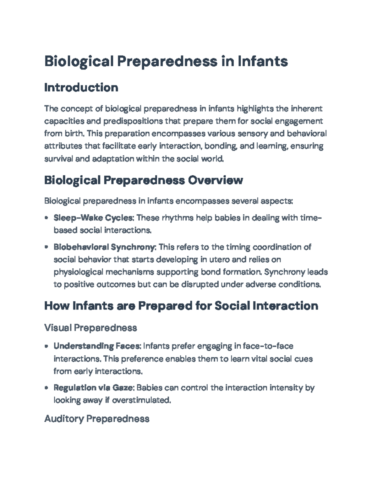 Biological Preparedness in Infants: Key Mechanisms for Social ...