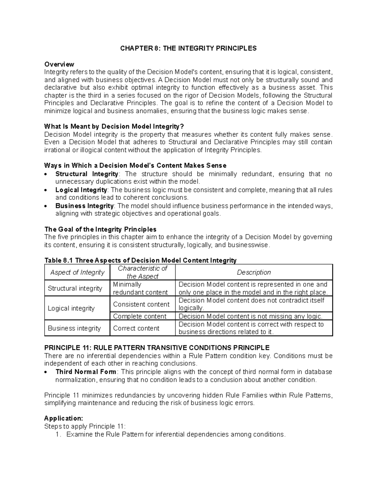 CHAPTER 8: INTEGRITY PRINCIPLES IN DECISION MODELS - Studocu