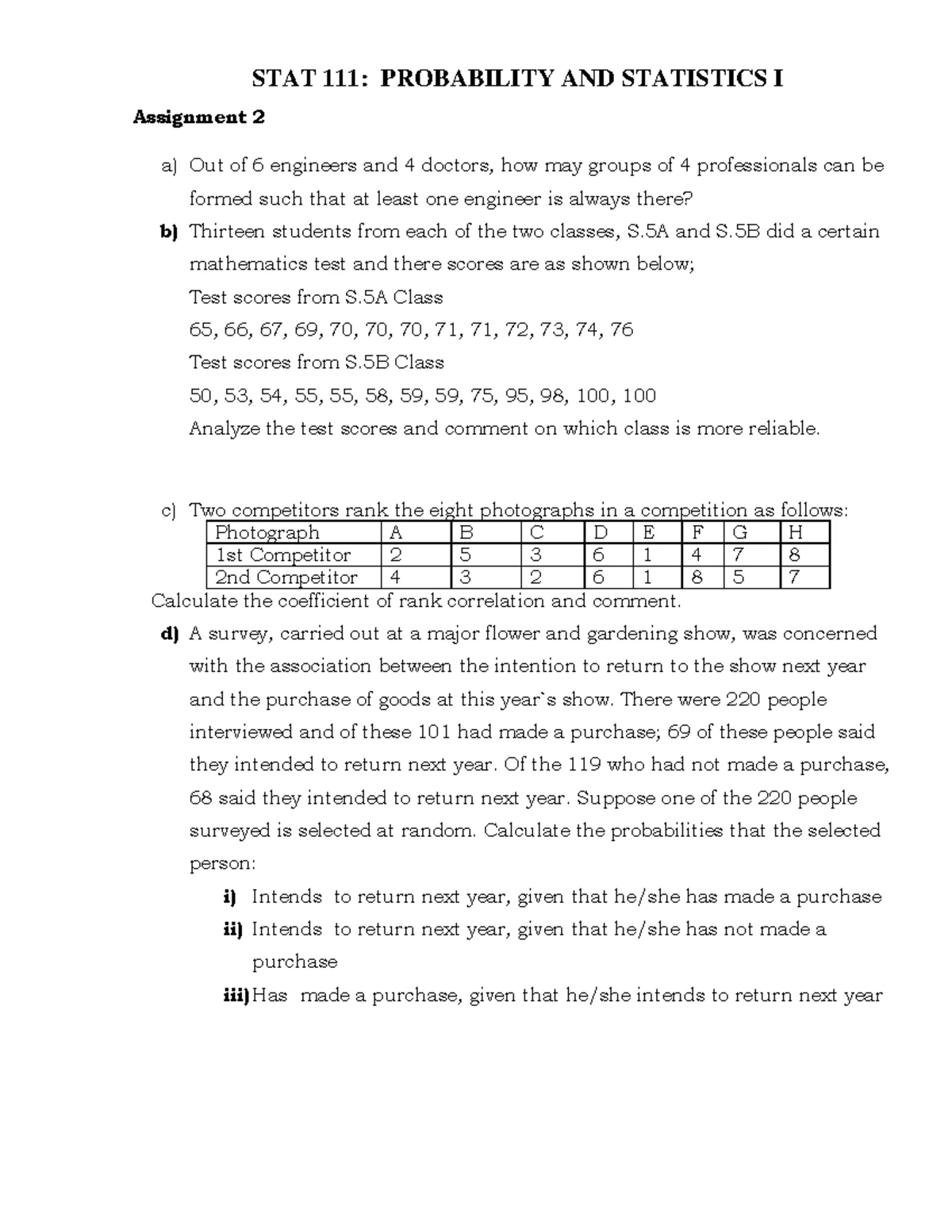Statistics 5041: Univariate tests and confidence intervals analysis ...