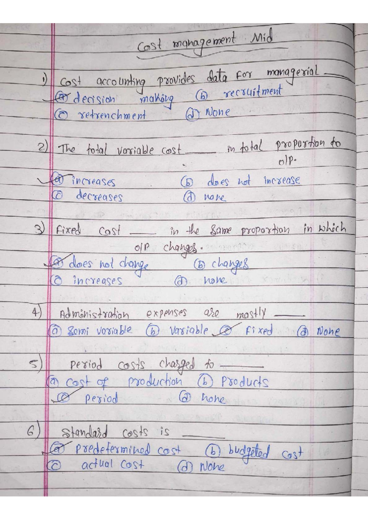 Cost Management Midterm Questions - Lecture Notes (BA) - Studocu