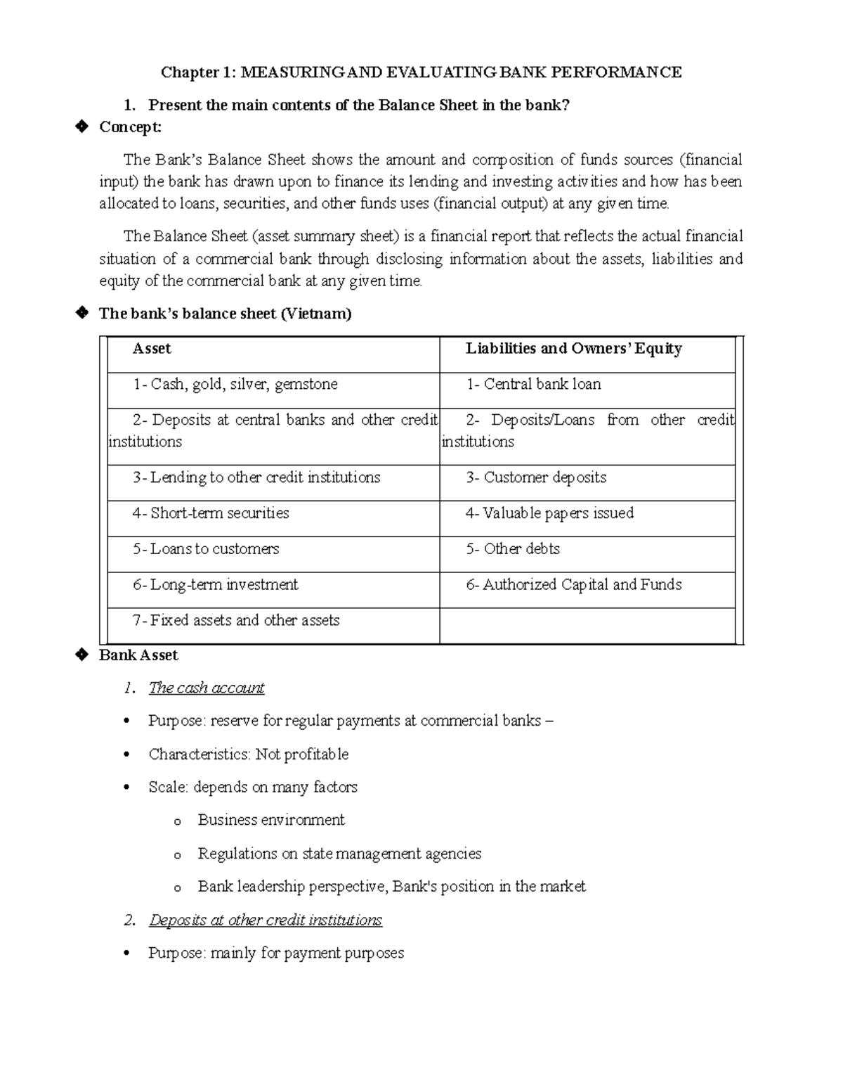 Chapter 1: Measuring & Evaluating Bank Performance - Commercial Bank ...