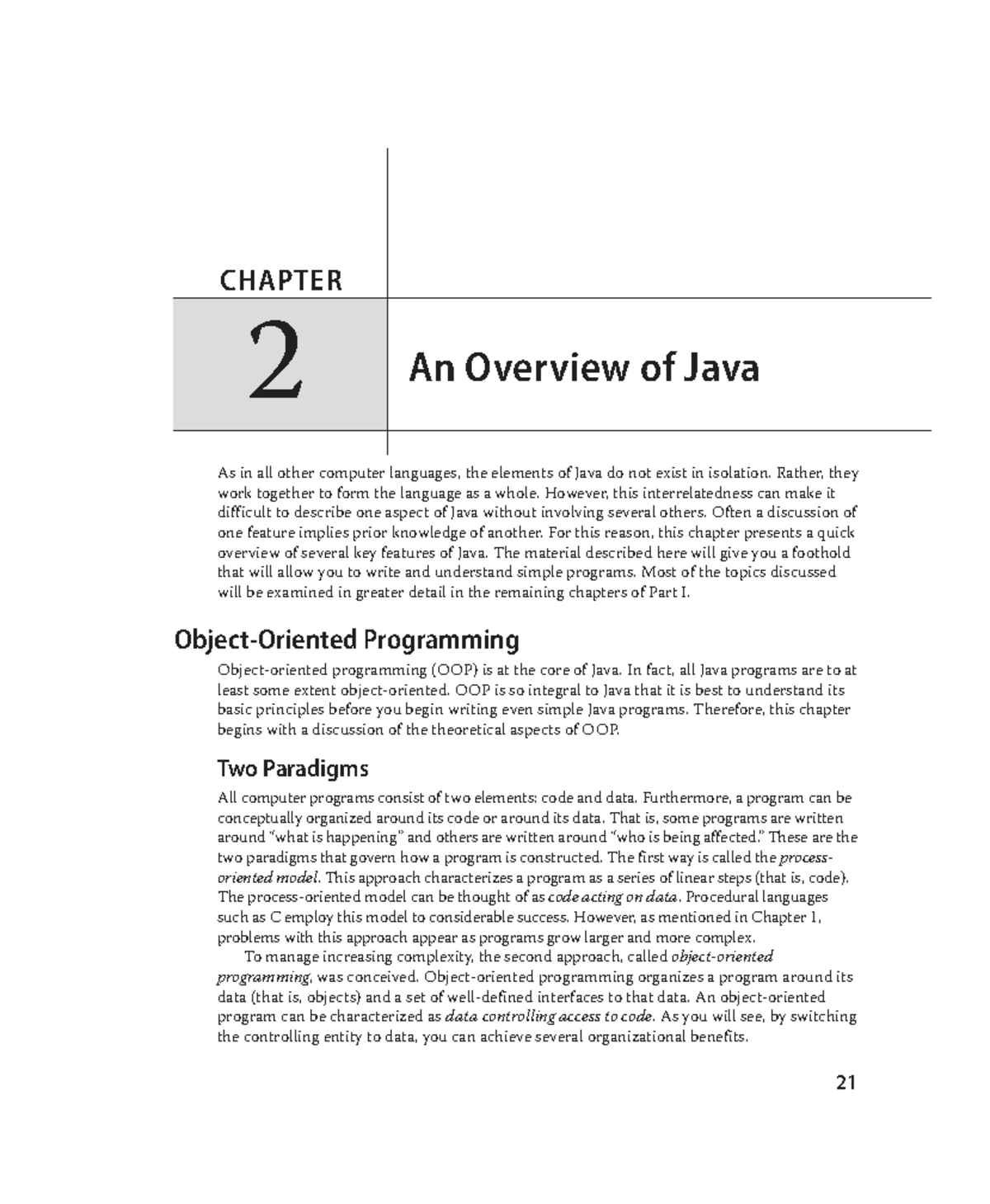 Java: The Complete Reference (CompRef_2010) - Chapter 2 Overview - Studocu