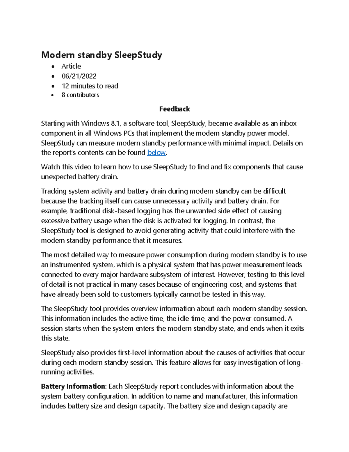 Modern Standby Sleep Study Guide: Understanding SleepStudy Tool - Studocu