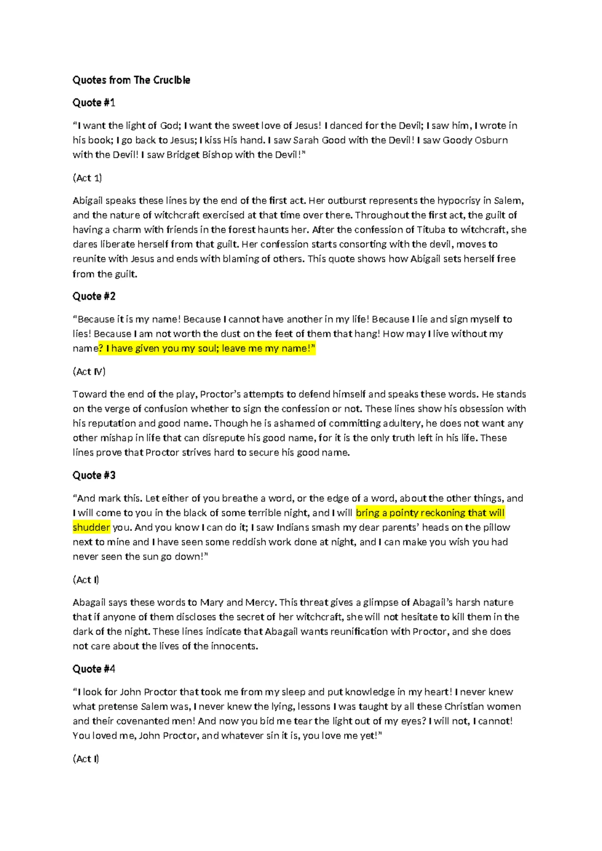 Quotes on Irony, Fear, Reputation, and Authority in The Crucible (ENG ...
