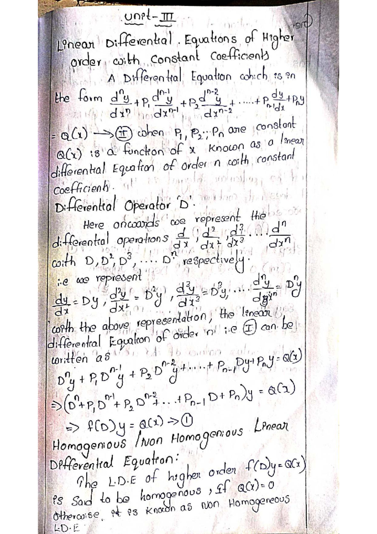M1 Unit 3 LDE - Comprehensive Study Notes - Studocu