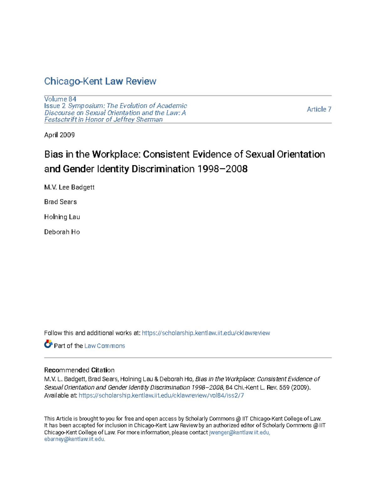 Bias in the Workplace: Evidence of Sexual Orientation Discrimination ...