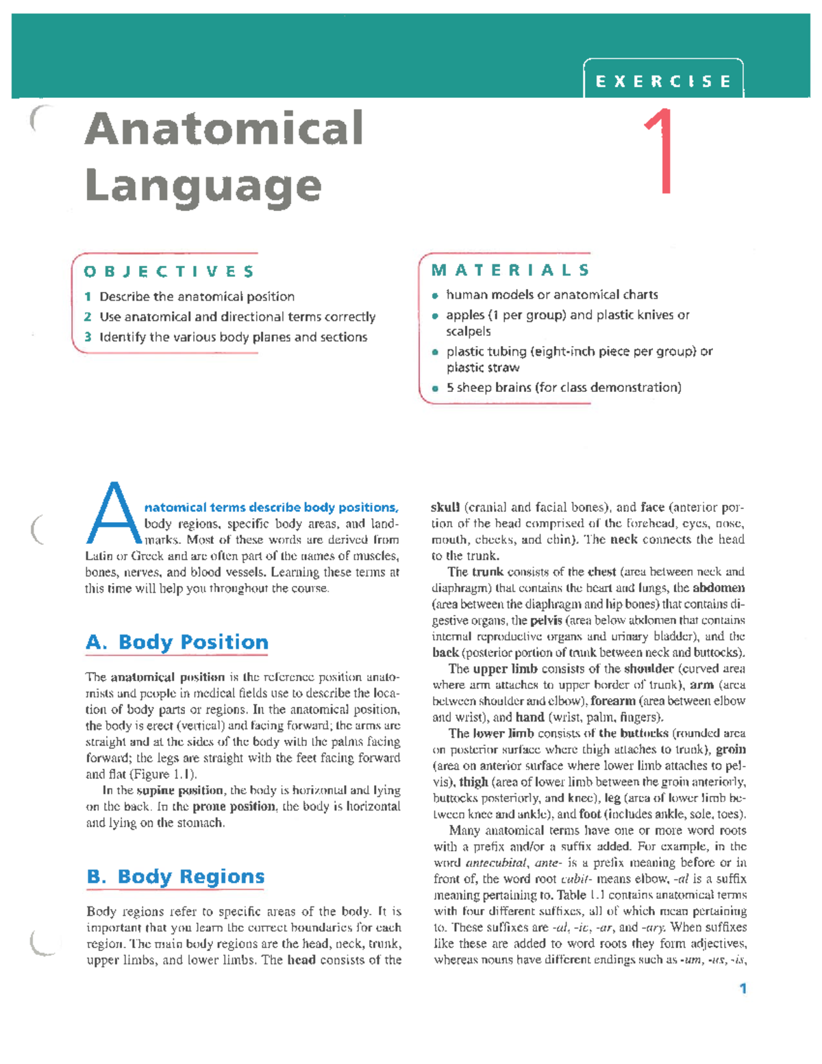 LAB MANUAL: ANATOMICAL LANGUAGE & BODY SYSTEMS (ANAT 101) - Studocu