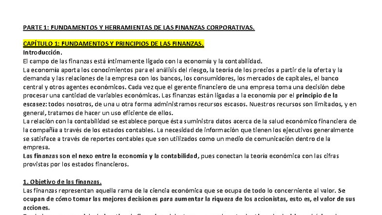 Resumen Parcial: Fundamentos y Herramientas de Finanzas Corporativas ...