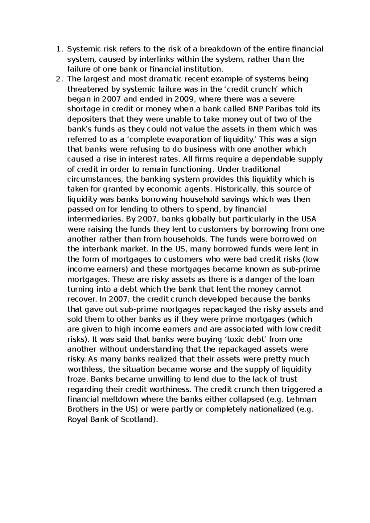 Systemic Risk Analysis: Insights from the 2007-2009 Financial Crisis ...