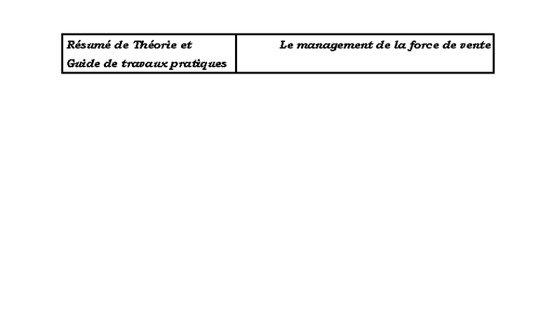 Résumé de Théorie sur le Management de la Force de Vente - M15 TER-TSC ...