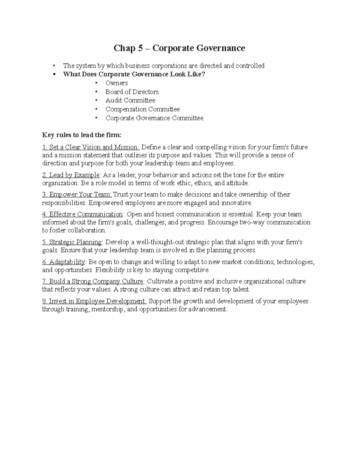 Business Ethics (BUS 301) - Final Exam Review on Corporate Governance ...