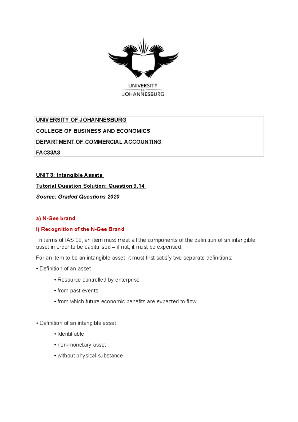 FAC33A Financial Accounting 3A Main Exam Updated Memo - June 2022 - Studocu