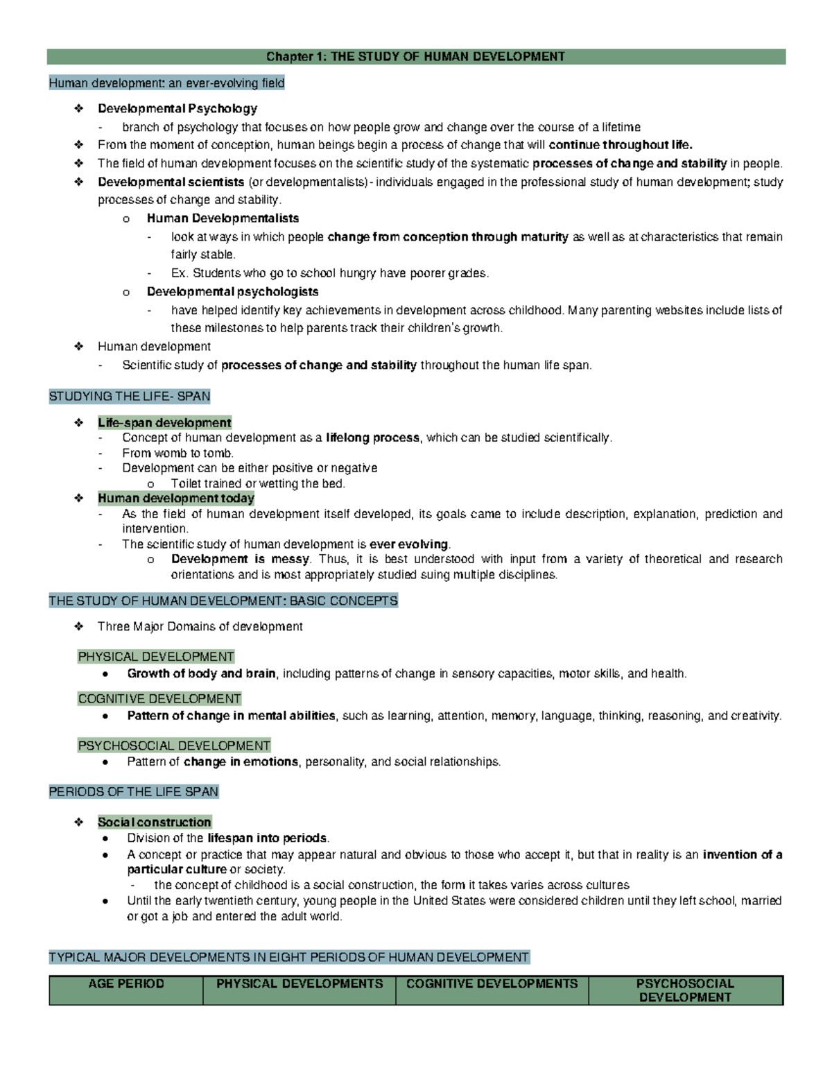 Developmental Psychology Chapters 1-2 Overview and Concepts - Studocu