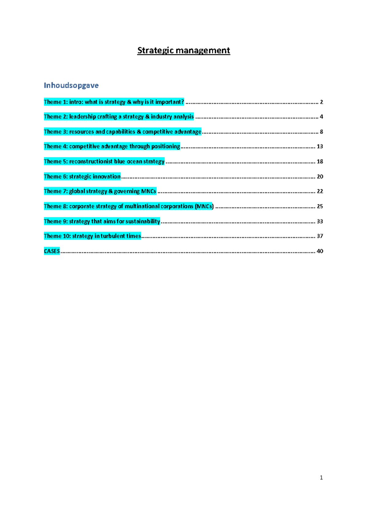 Strategic Management Final Exam Notes - SV 2023 - Studocu