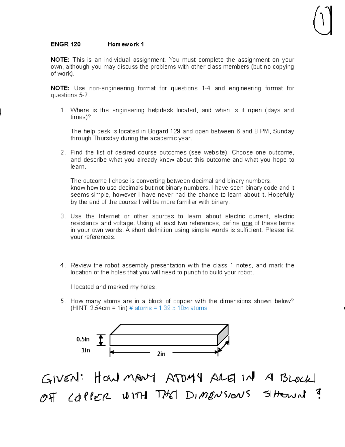 ENGR 120 Homework Assignment 1: Key Concepts and Questions - Studocu