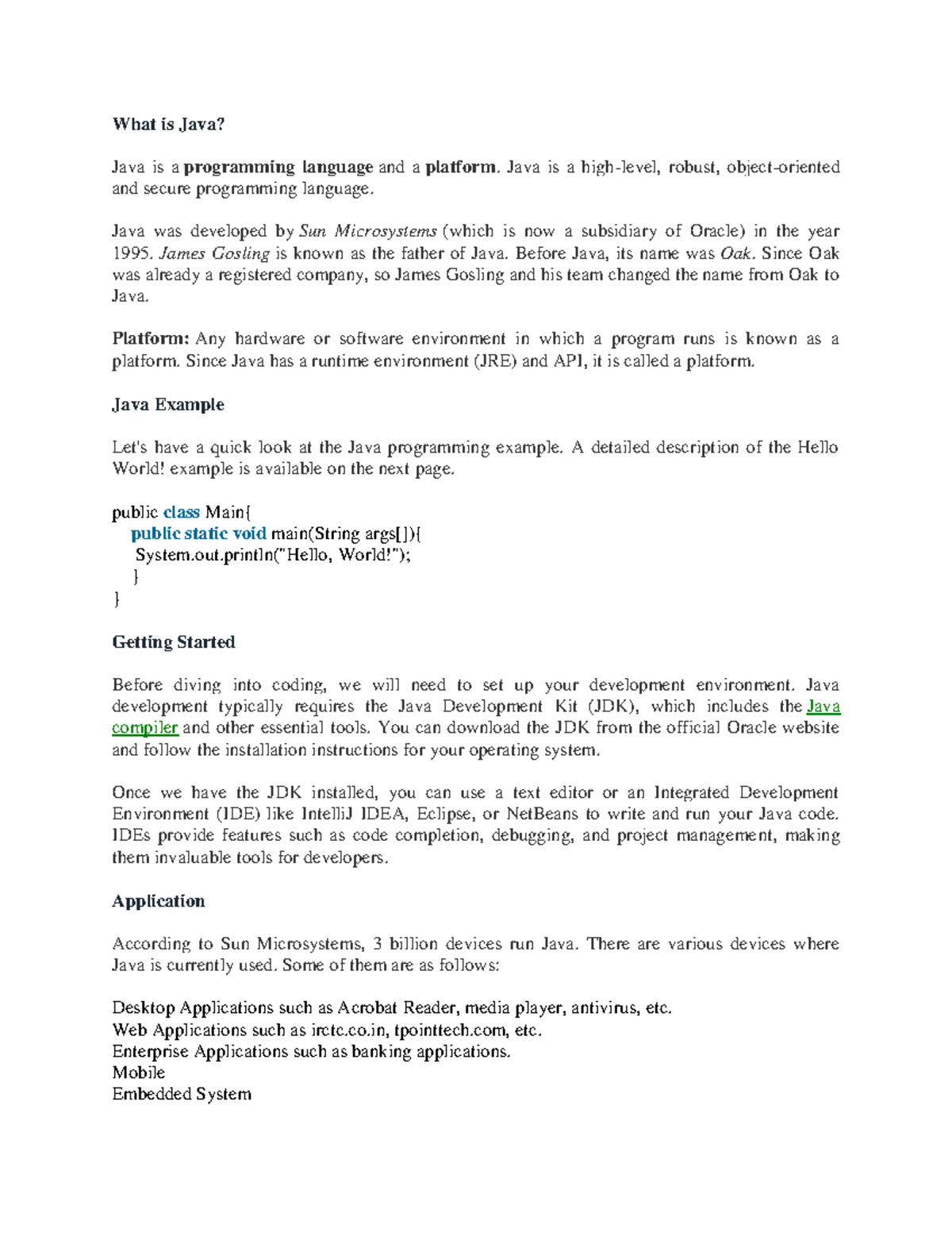 Basics of Java - Notes (CS101) - Studocu