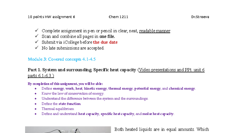 10 Points HW Assignment 6 - Chem 1211 - Thermochemistry FA25 - Studocu