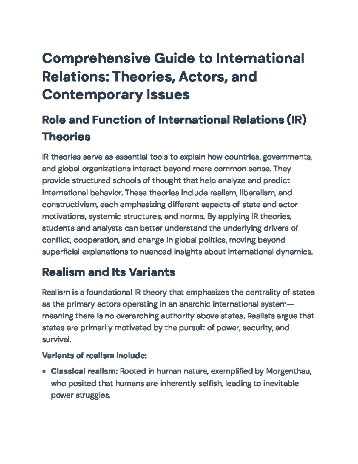 Comprehensive Guide to International Relations (IR): Theories and ...