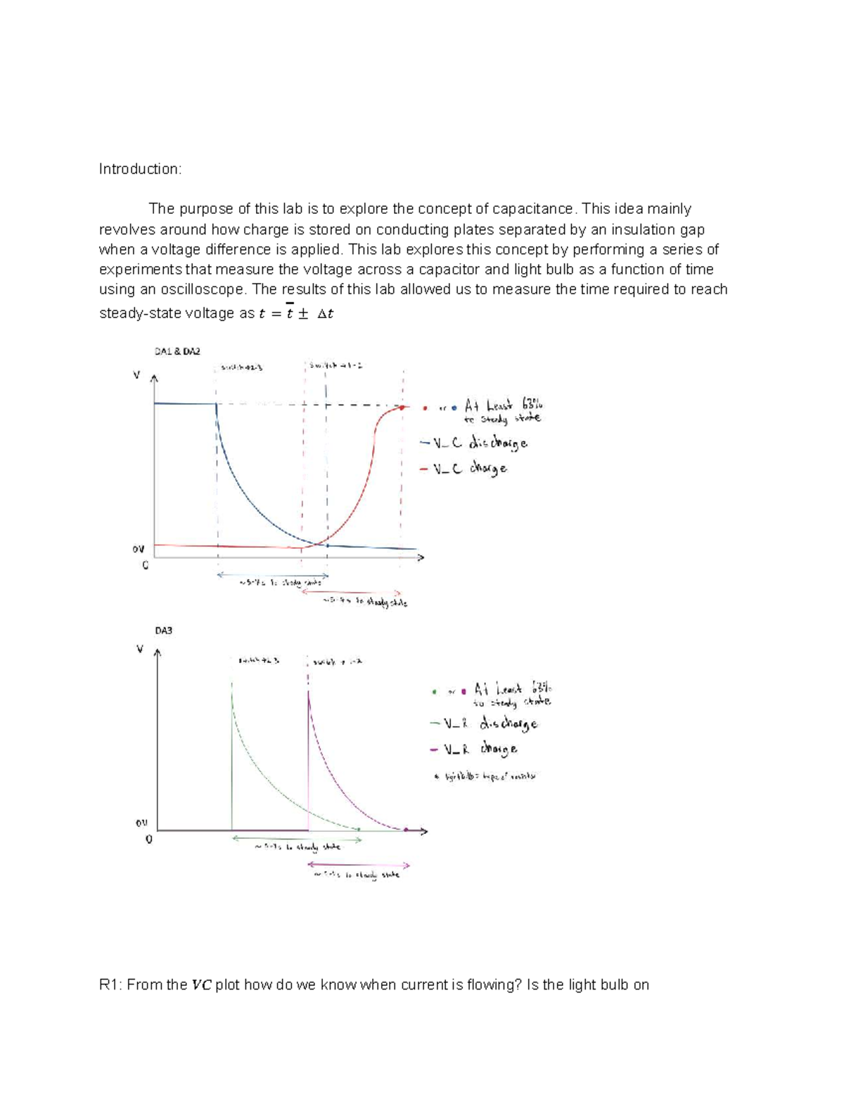 Lab 7 Report: Exploring Capacitance and Circuit Behavior - Studocu