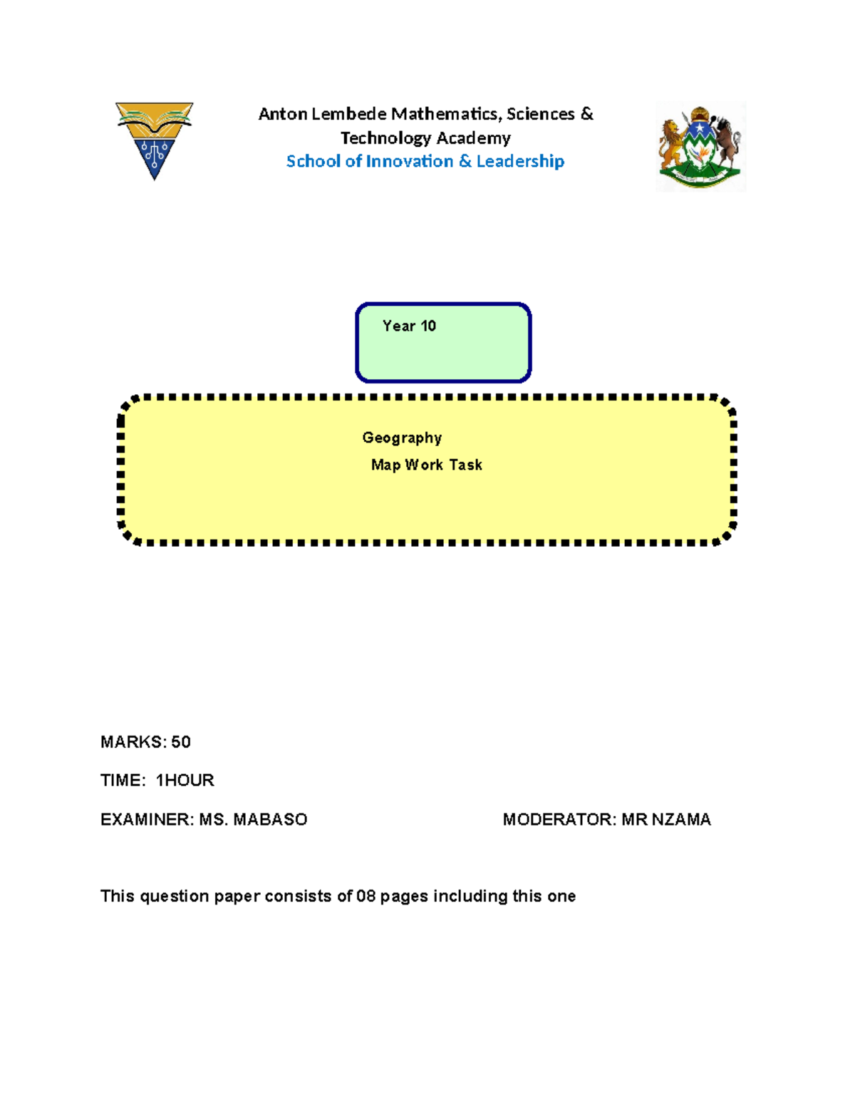 Year 10 Geography Map Work Task (MAPW 2026) - Exam Paper - Studocu