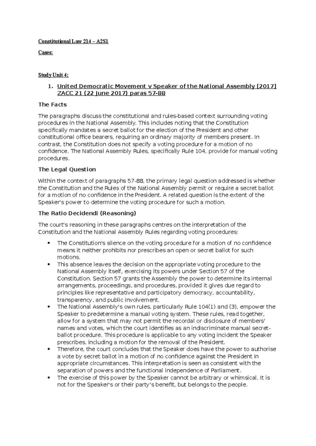 Constitutional Law TUT 2 - Separation of Powers & Accountability ...