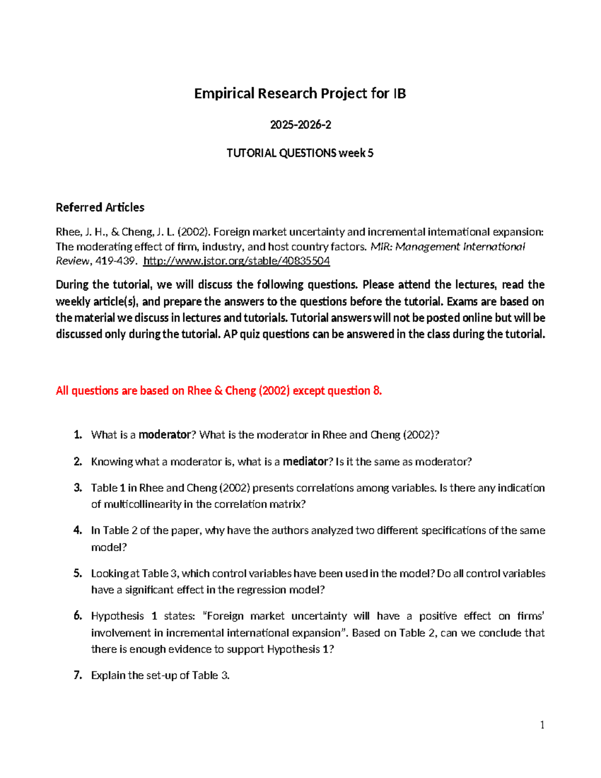 Tutorial 5 - IB Empirical Research Project Questions & Articles ...