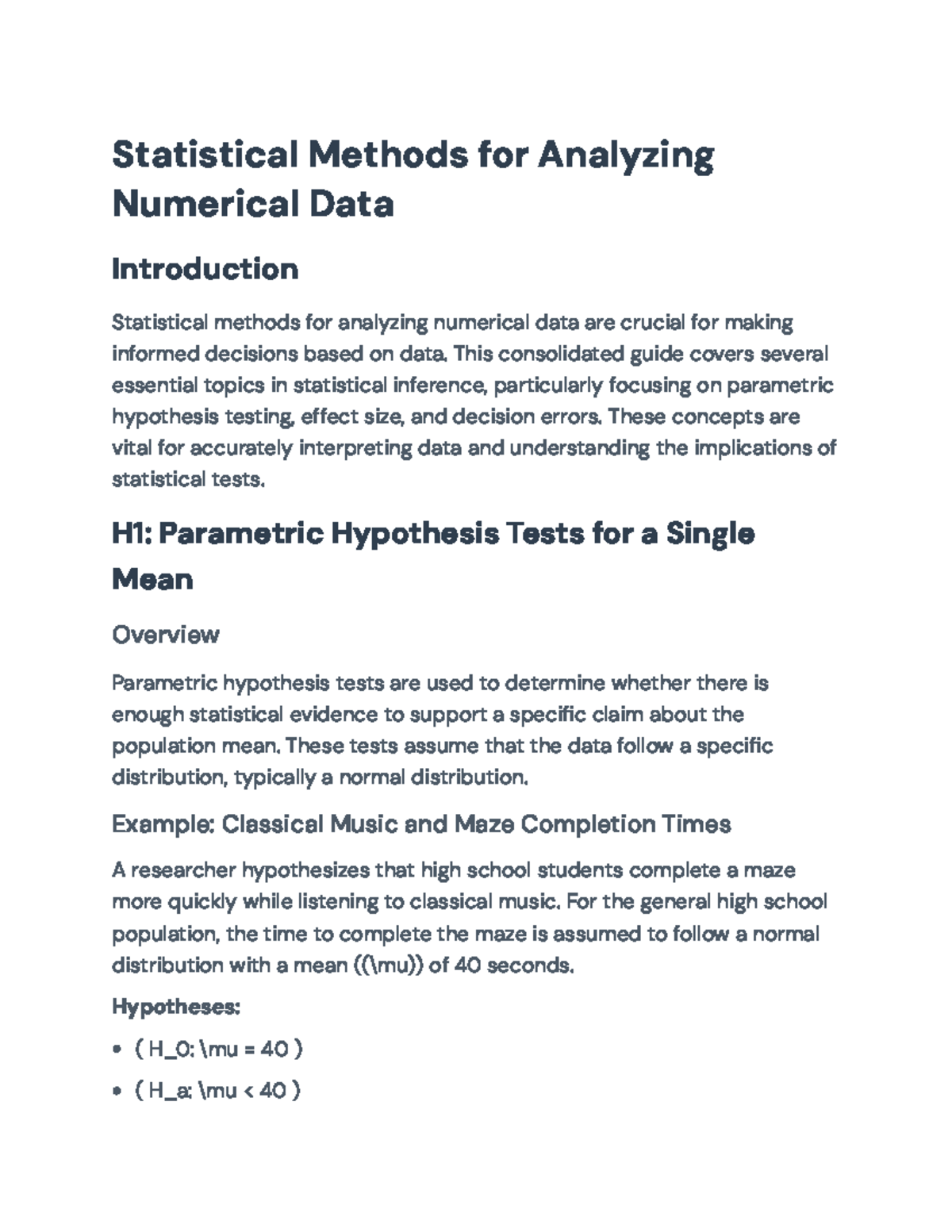 Statistical Methods for Analyzing Numerical Data: A Comprehensive Guide ...