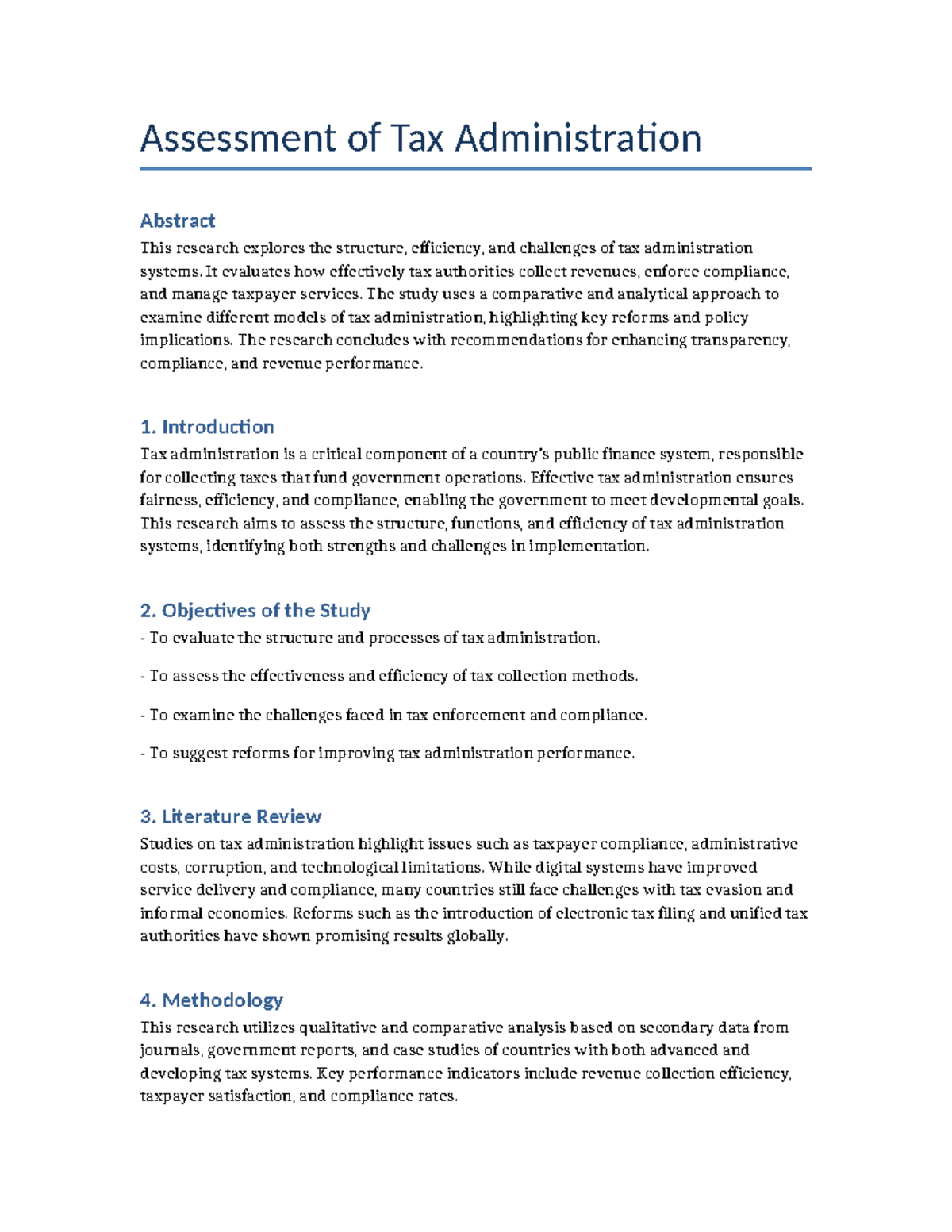 Assessment of Tax Administration: Efficiency and Reform Strategies ...