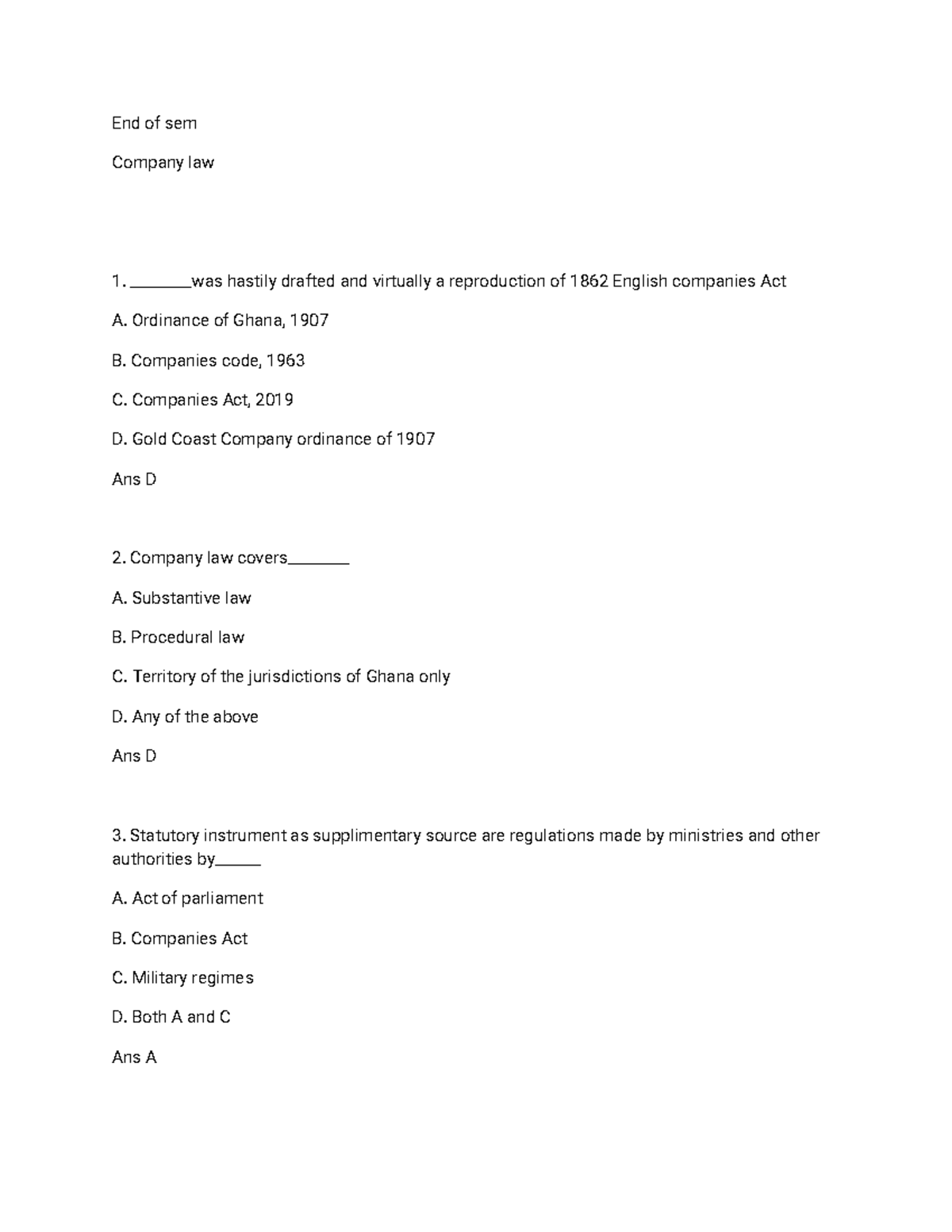 Company Law 1: Key Concepts and Case Studies - Studocu