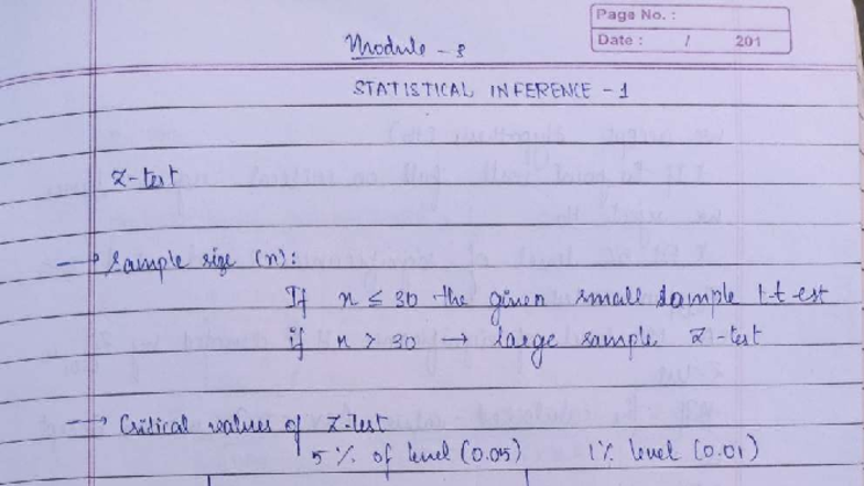 Maths Unit 5: Statistical Inference and Hypothesis Testing - Studocu