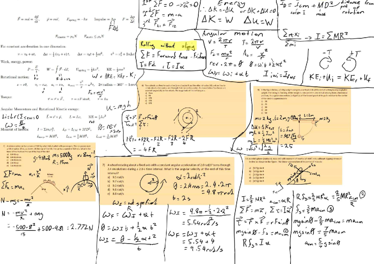 Mechanics Cheat Sheet for DU 1cm MD: Key Concepts & Formulas - Studocu