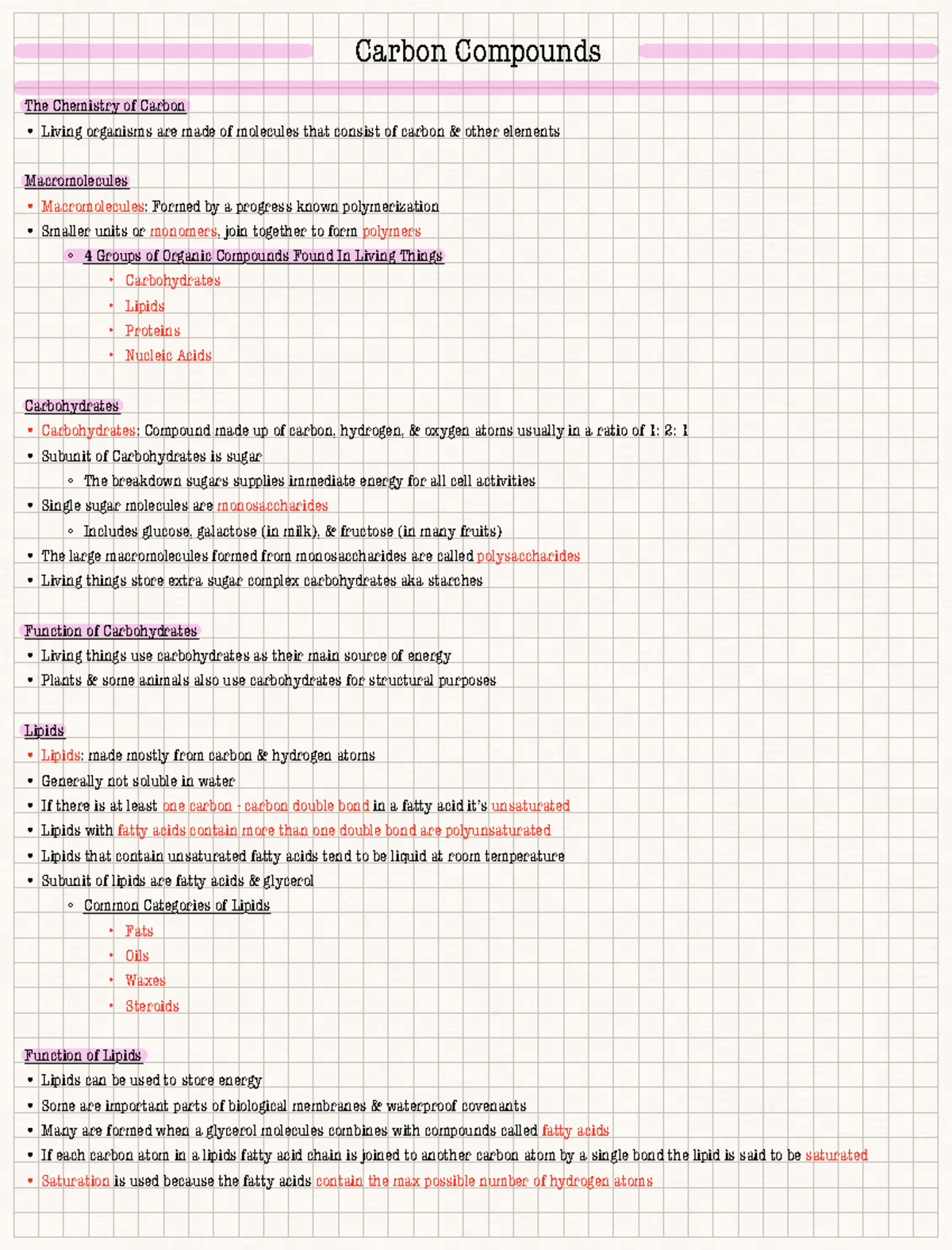 Test 1 G10 LS: Carbon Compounds and Organic Molecules Overview - Studocu