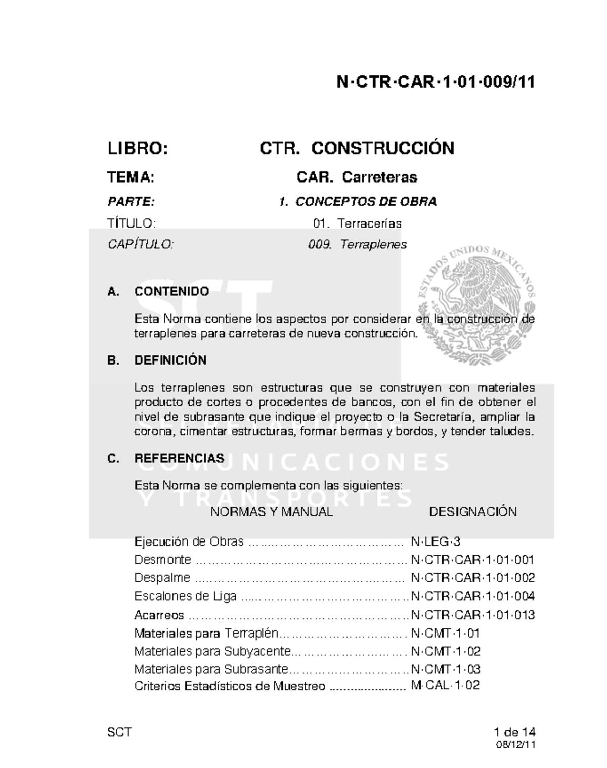 Normas para la Construcción de Terraplenes en Carreteras N CTR CAR 1 01 ...