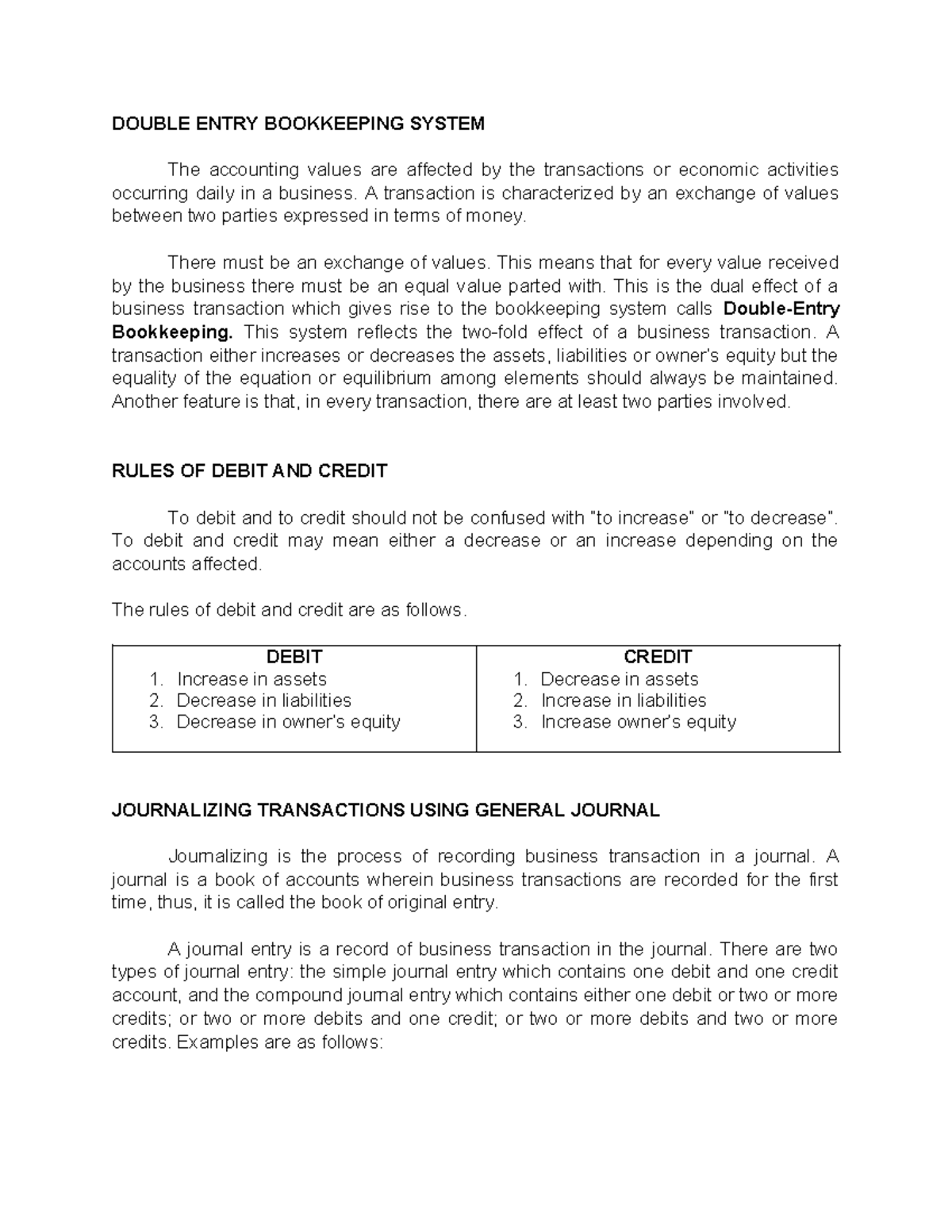 ACCT101: Journalizing & Ledger Preparation - Study Notes - Studocu