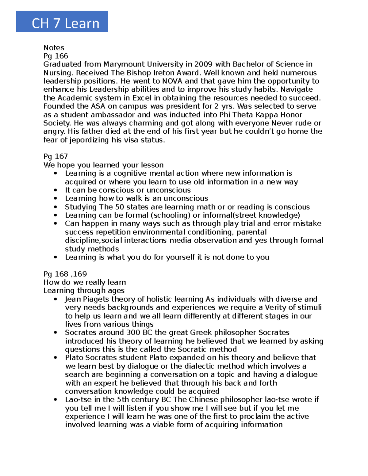 Chapter 7 Learning Theories and Styles Notes - Kristine Morrow - Studocu