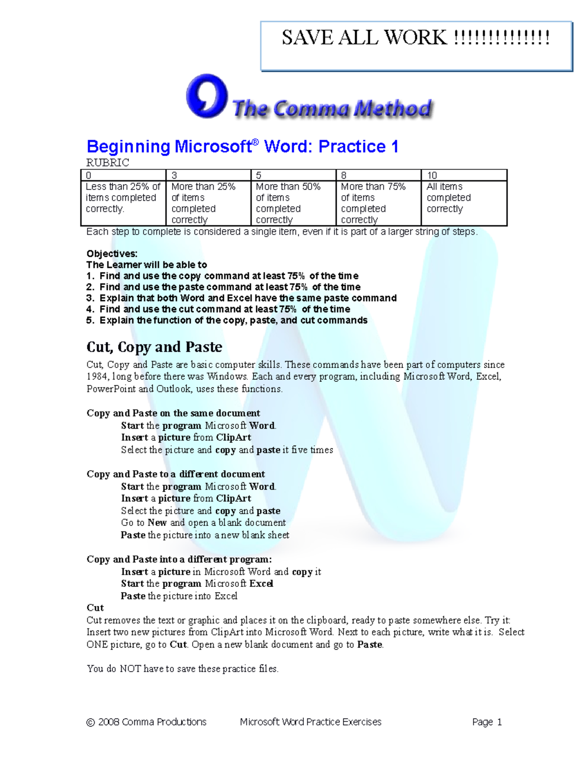 Beginning Microsoft Word Practice Exercises 1, 2, and 4 - Studocu