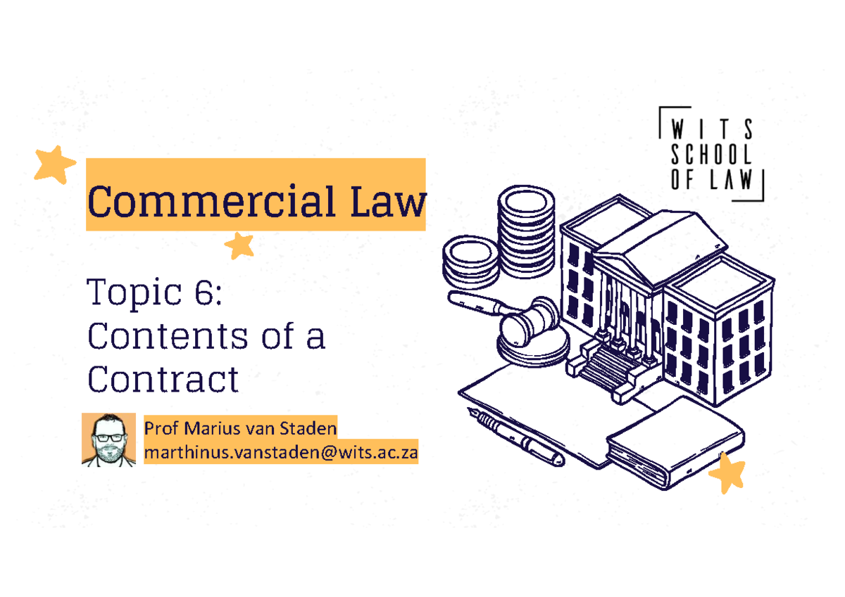 Commercial Law Topic 6: Understanding Contractual Terms and Their ...