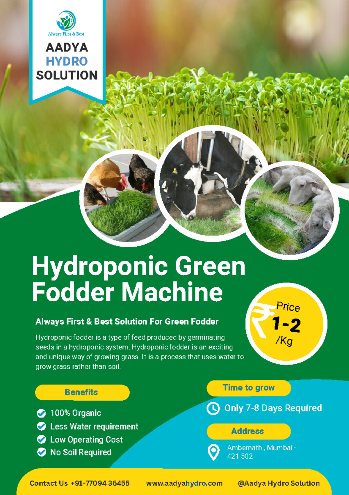 Hydropo fodder machine - Less Water requirement Low Operating Cost No ...
