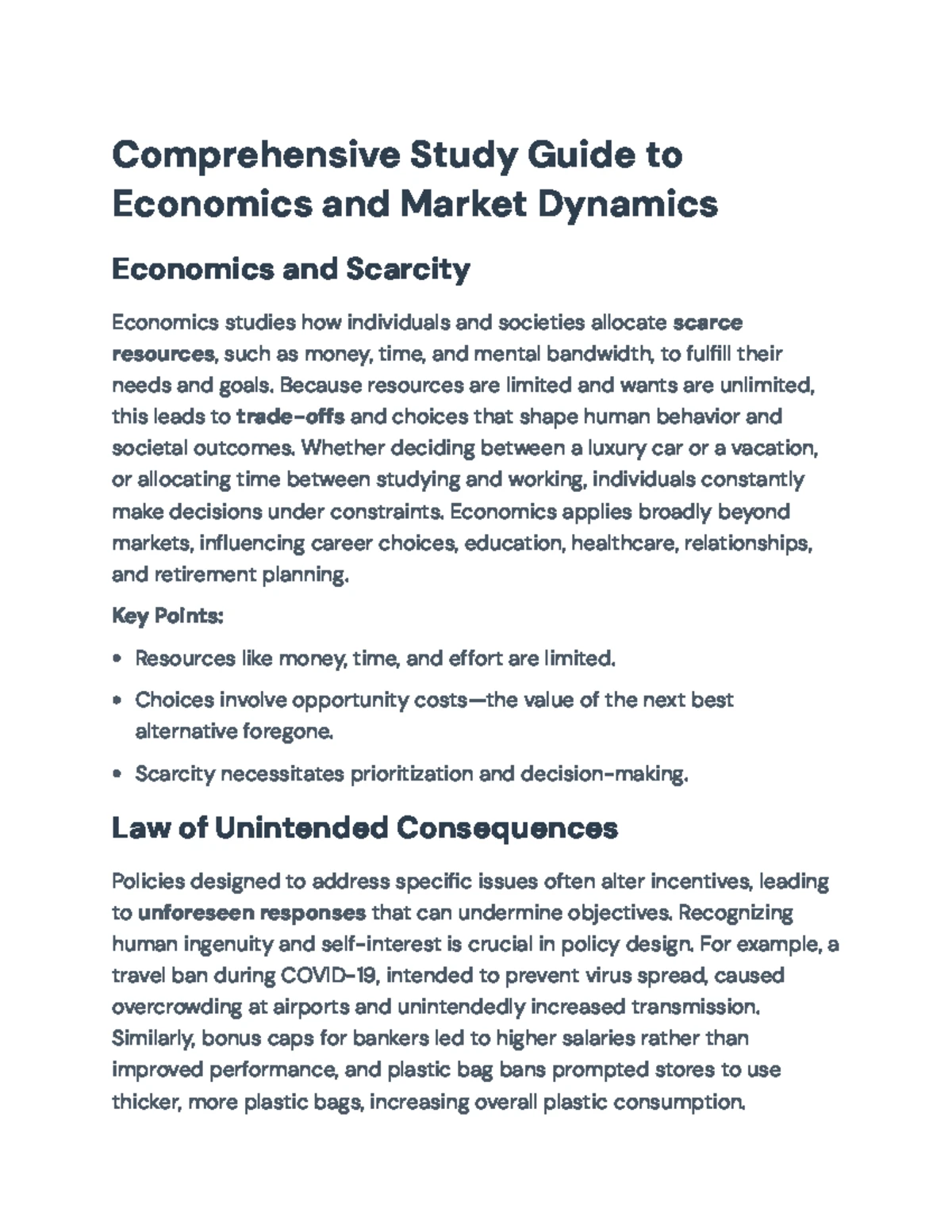 Econ 101: Comprehensive Notes on Economic Principles & Theories (Final ...