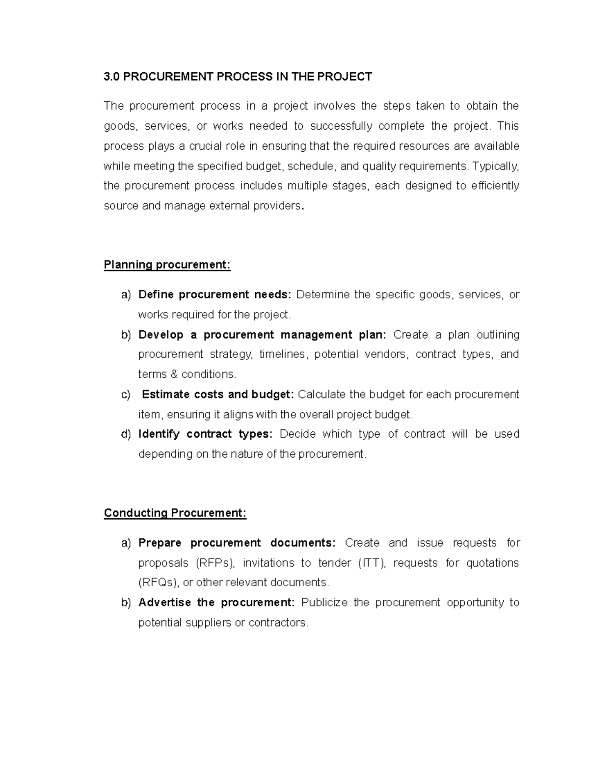 Tender compiled bst 3044 - 3 PROCUREMENT PROCESS IN THE PROJECT The ...