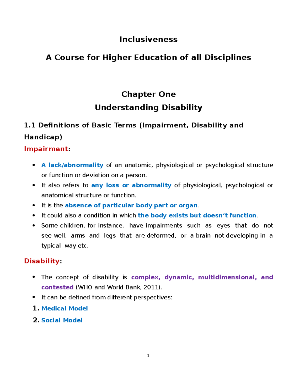 Understanding Disability: An Inclusive Approach in Higher Ed (EDUC101 ...