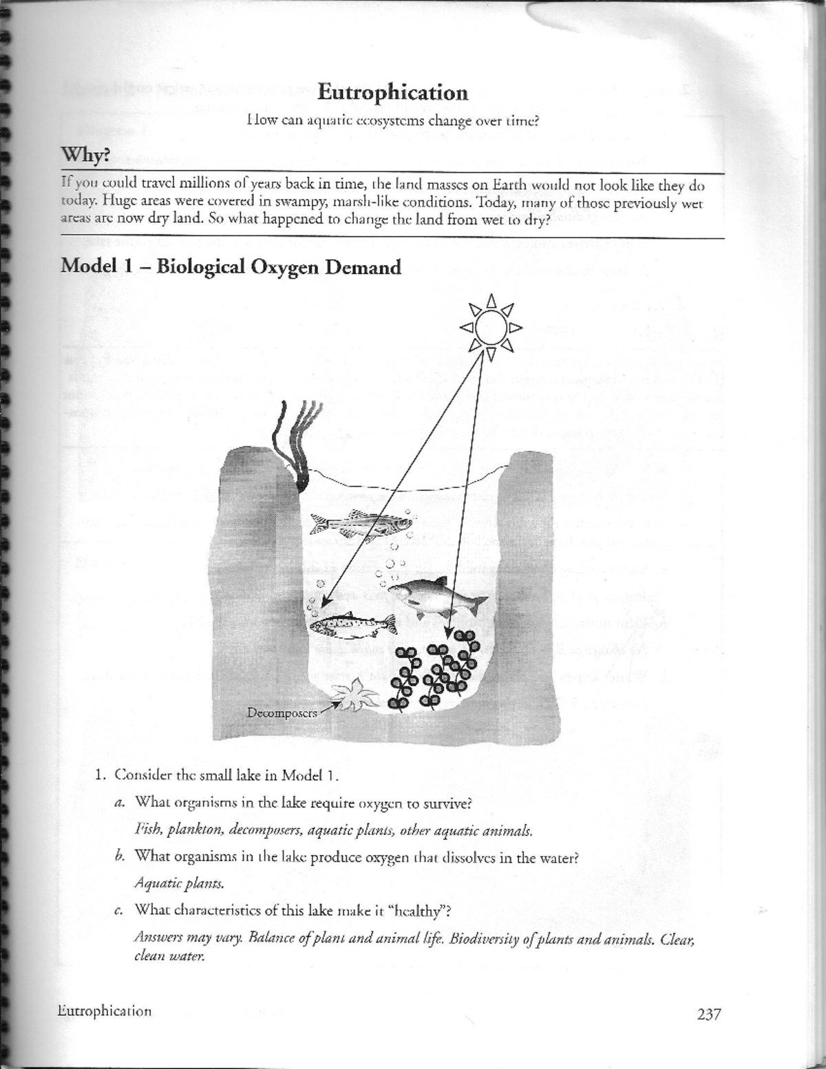 Pogil (Key) - Eutrophication: Understanding Aquatic Ecosystem Changes ...