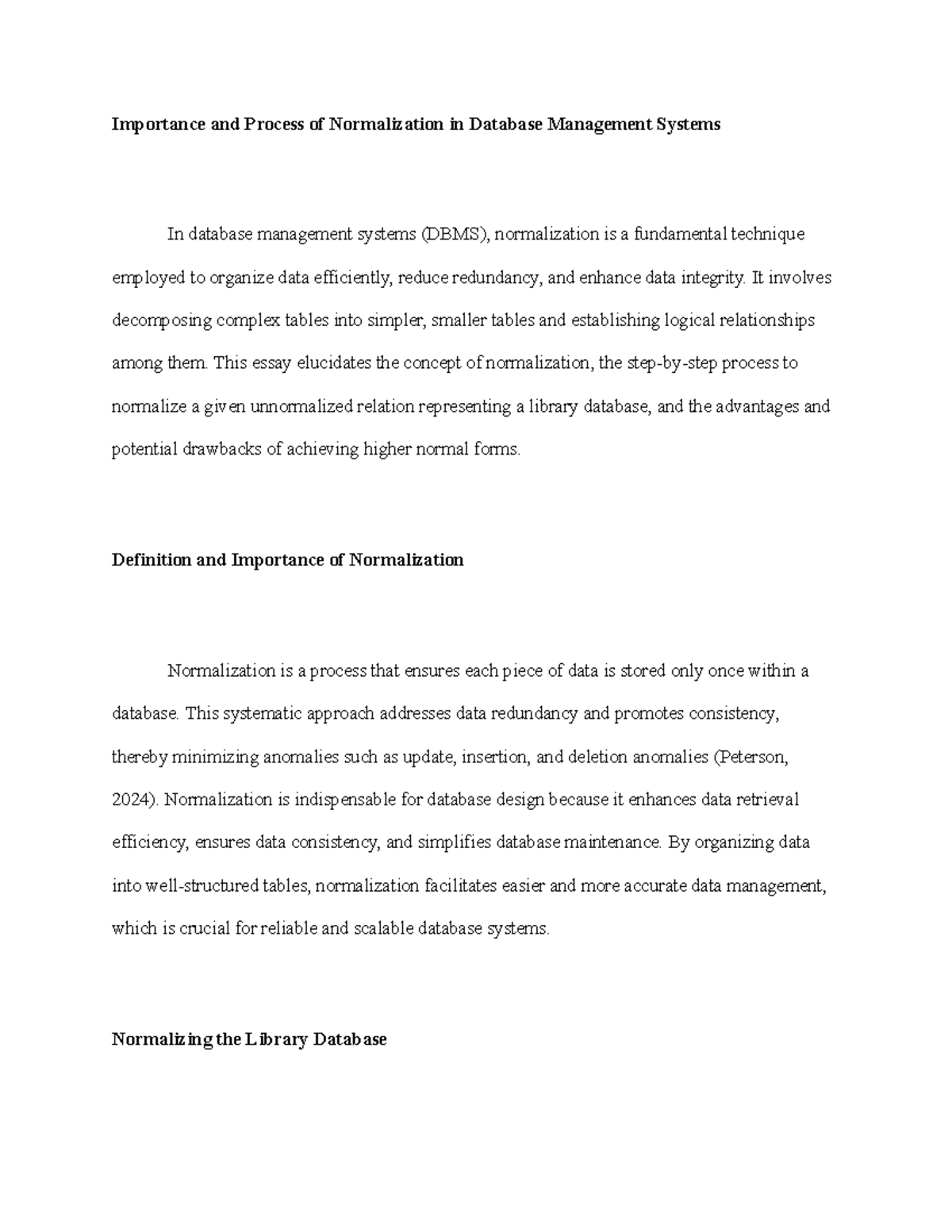 Unit 3: Normalization in Database Management Systems Analysis - Studocu