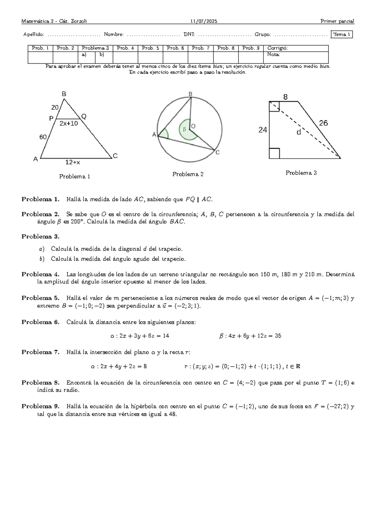 Matemáticas 2 - Primer Parcial (FADU 2025, Zorzoli) - Document Preview